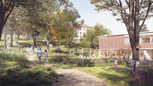 Architecture de CCHE pour l'école de Pont-Rouge à Lancy Genève Suisse