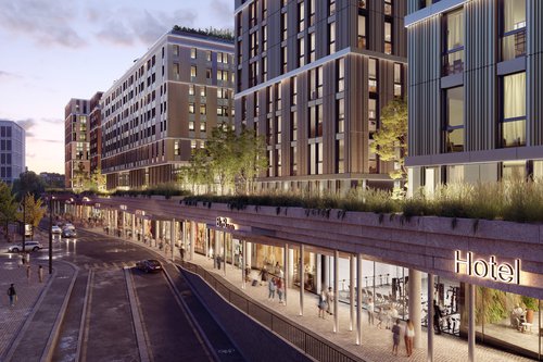 Architecture de CCHE pour le l'îlot A Les Atmosphères du Quartier de l'étang à Vernier Genève Suisse