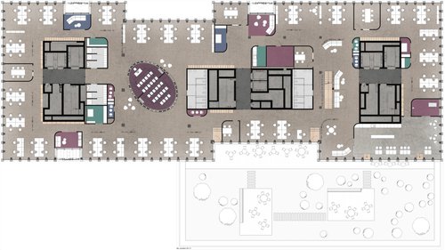 Architecture d'intérieur de CCHE du bâtiment administratif du Crédit Agricole Suisse