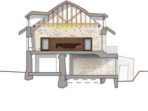 Architecture d'intérieur de CCHE d'un espace viticole et événementiel polyvalent à Riex
