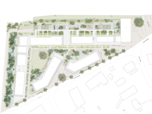 Aménagement extérieur de CCHE pour le projet sur le quartier Côté Gare à Bussigny Suisse