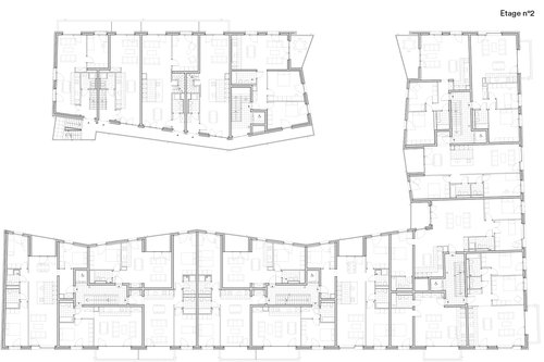 Architecture d'intérieur de CCHE des bâtiment de logements du Petit Mont-Riond Suisse