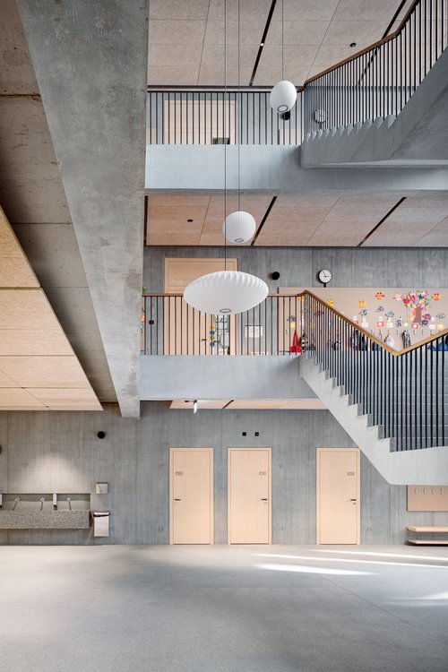 Architecture de CCHE pour l'école de Pont-Rouge à Lancy Genève Suisse