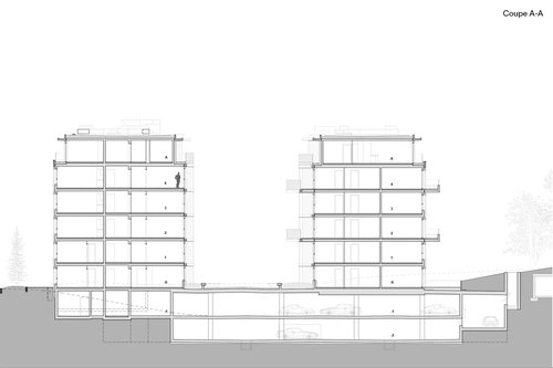 Architecture d'intérieur de CCHE des bâtiment de logements du Petit Mont-Riond Suisse