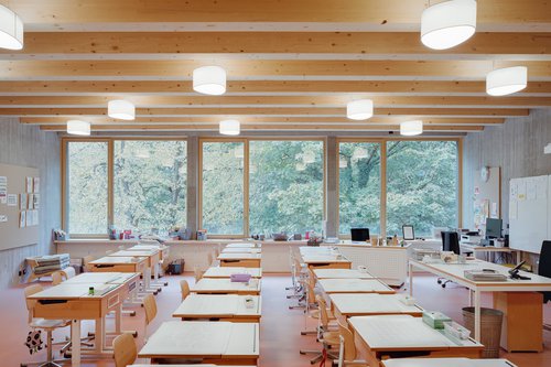 Architecture de CCHE pour l'école de Pont-Rouge à Lancy Genève Suisse