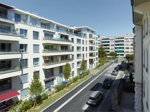 Architecture de CCHE des bâtiment de logements du Petit Mont-Riond Suisse