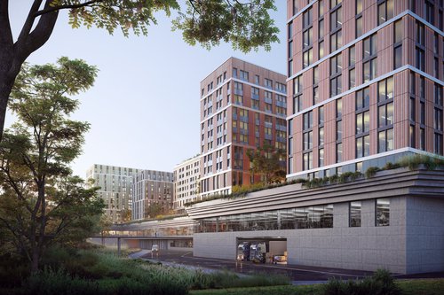 Architecture de CCHE pour le l'îlot A Les Atmosphères du Quartier de l'étang à Vernier Genève Suisse