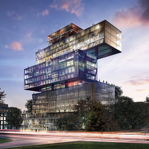 Architecture de CCHE Tour HIAG pour le campus The Hive