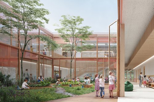 Architecture de CCHE pour l'école de Pont-Rouge à Lancy Genève Suisse