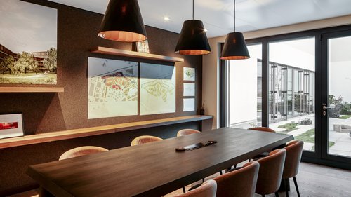 Architecture de CCHE pour les bureaux "Urban Project" "Les Atmosphères" du Quartier de l'étang à Vernier Genève Suisse