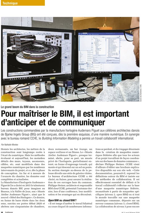 Article Batimag sur le BIM chez CCHE