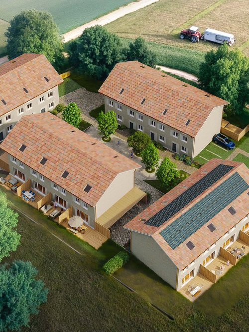 Développement d'un quartier résidentiel par CCHE à Gurmels en Suisse